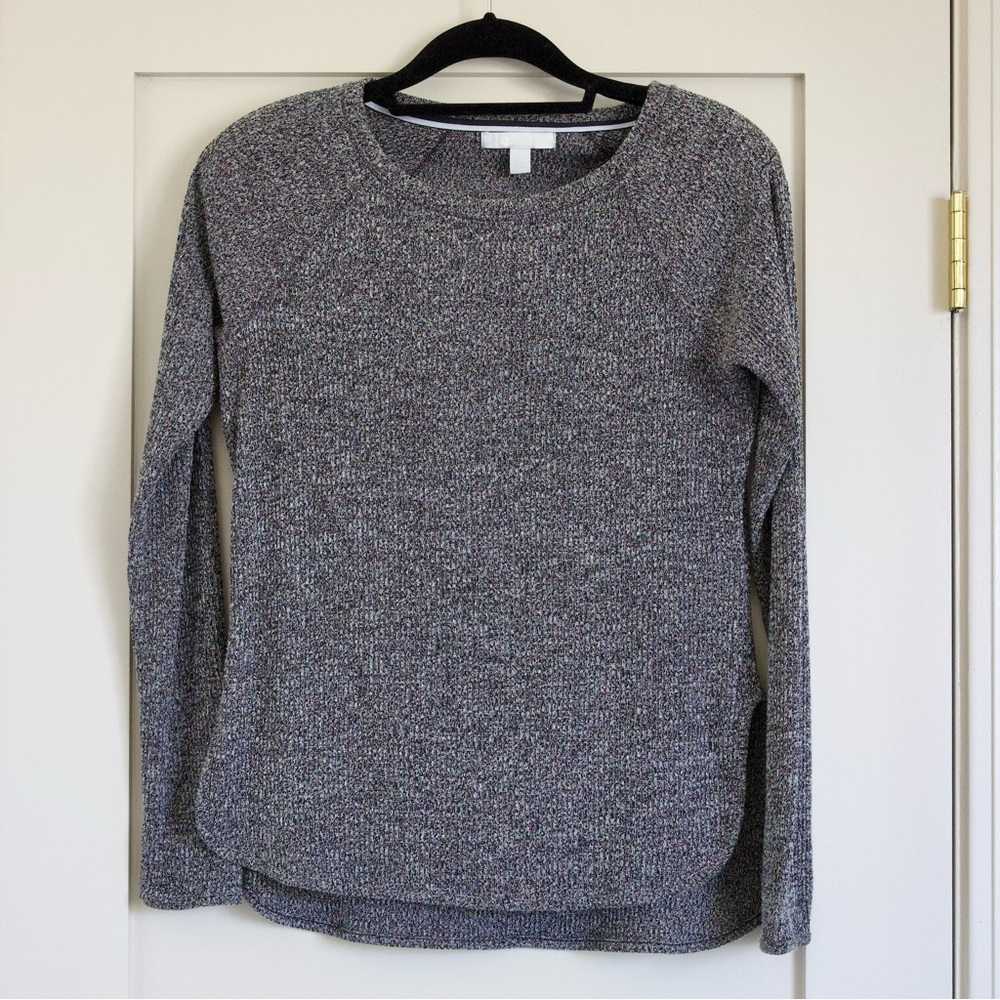 Nordstrom Zella Ribbed Gray Long Sleeve Active Top